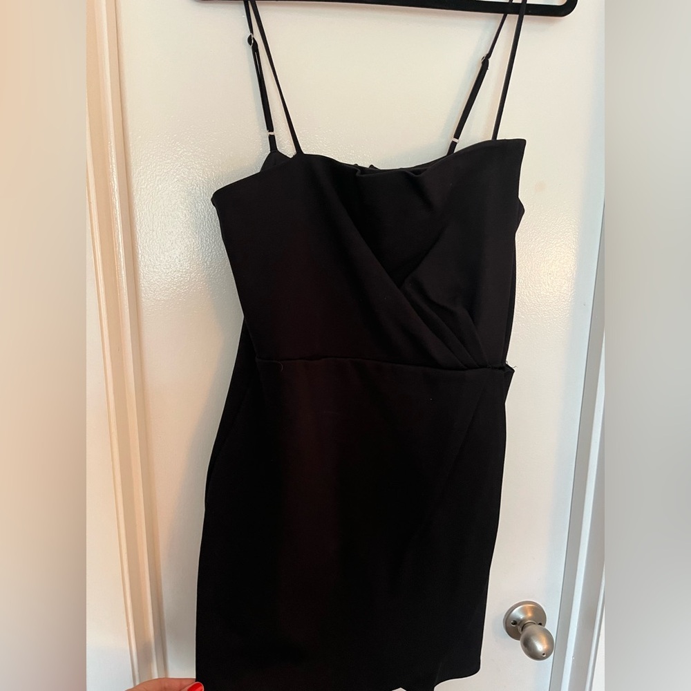 Lulu's Black Sheath Cocktail Dress Spaghetti Strap